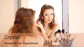  Presentation with mirror - Amazing slide set having making make-up near mirror backdrop and a coral colored foreground