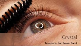  Presentation with beauty salon - PPT theme consisting of making-makeup-in-a-beauty background and a coral colored foreground