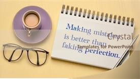  Presentation with career development - Cool new PPT layouts with making mistakes is better than faking perfection - inspirational reminder in a spiral sketchbook - business education career or personal development concept backdrop and a lemonade colored foreground