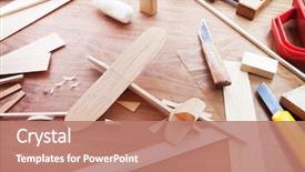  Presentation with air plane - PPT theme enhanced with making model airplane from wood background and a coral colored foreground