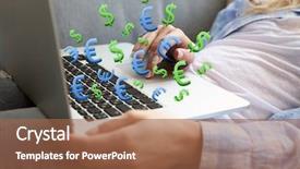  Presentation with money online - Colorful presentation theme enhanced with making money online concept woman backdrop and a  colored foreground