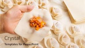  Presentation with dumpling - Presentation enhanced with making-of-chinese-dumpling background and a coral colored foreground