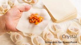  Presentation with dumpling - Audience pleasing presentation design consisting of making-of-chinese-dumpling backdrop and a lemonade colored foreground