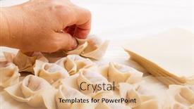  Presentation with dumpling - Slide set enhanced with making-of-chinese-dumpling background and a coral colored foreground