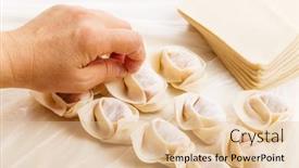  Presentation with dumpling - Amazing theme having making-of-chinese-dumpling backdrop and a lemonade colored foreground