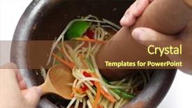  Presentation with thai food - Presentation theme enhanced with making of green papaya salad background and a tawny brown colored foreground