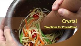  Presentation with green papaya - Amazing PPT theme having making of green papaya salad backdrop and a tawny brown colored foreground