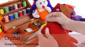  Presentation with white - Colorful PPT theme enhanced with making of handmade toys backdrop and a red colored foreground