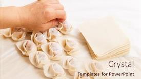  Presentation with dumpling - Slide deck having making-of-traditional-chinese-dumpling background and a lemonade colored foreground