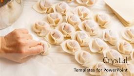  Presentation with dumpling - PPT layouts having making-of-traditional-chinese-dumpling background and a lemonade colored foreground
