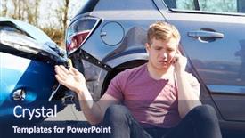  Presentation with traffic accident - Colorful presentation enhanced with making phone call after traffic backdrop and a navy blue colored foreground