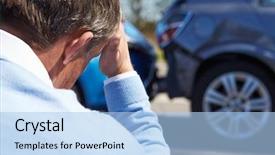  Presentation with traffic accident - Presentation featuring making phone call after traffic background and a light blue colored foreground