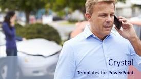  Presentation with traffic accident - Slides enhanced with making phone call after traffic background and a sky blue colored foreground