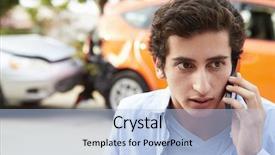  Presentation with traffic accident - Audience pleasing PPT theme consisting of making phone call after traffic backdrop and a light blue colored foreground