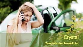  Presentation with traffic accident - Cool new presentation theme with making phone calls after traffic backdrop and a tawny brown colored foreground