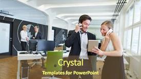  Presentation with phone - Theme featuring making phone calls in office background and a tawny brown colored foreground