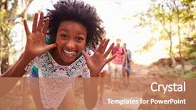  Presentation with walk - Presentation theme featuring making pilling face at camera background and a coral colored foreground