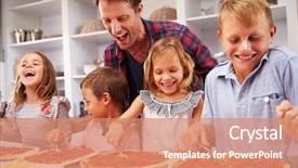  Presentation with kids - Presentation enhanced with making pizza with his kids background and a coral colored foreground