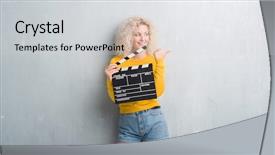  Presentation with open bible over grunge sandstone - PPT layouts enhanced with making point - young blonde woman over grunge background and a light gray colored foreground