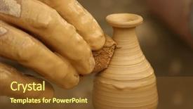  Presentation with pottery - Audience pleasing presentation consisting of making pottery on a wheel backdrop and a tawny brown colored foreground