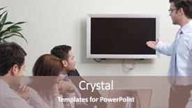  Presentation with plasma screen - Colorful PPT theme enhanced with the group of people backdrop and a coral colored foreground