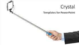  Presentation with stick figure - Slide deck enhanced with making remote - hand and smartphone with selfie background and a white colored foreground