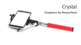  Presentation with audit stick figures - Colorful PPT layouts enhanced with making remote - smartphone with selfie stick isolated backdrop and a white colored foreground