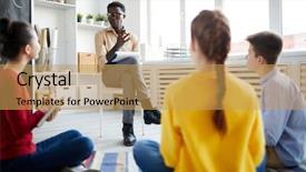  Presentation with new teacher - Colorful presentation theme enhanced with making report upon new topic backdrop and a yellow colored foreground