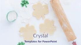  Presentation with sugar - PPT layouts with making-rolled-hand-cut-shamrock background and a sky blue colored foreground