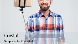  Presentation with beard - Amazing slide set having making selfie photo with stick backdrop and a light gray colored foreground