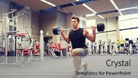  Presentation with flexing - Colorful slide set enhanced with making shoulder press lung backdrop and a light gray colored foreground