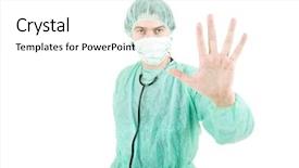  Presentation with stop - Amazing slide set having making stop with his hand backdrop and a  colored foreground