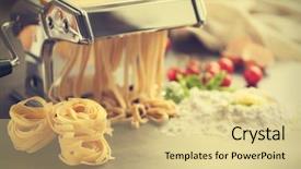 Presentation with pasta - Slides having making tagliatelle with pasta machine background and a lemonade colored foreground