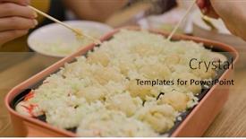  Presentation with octopus - Presentation design enhanced with making-takoyaki-octopus-ball background and a coral colored foreground