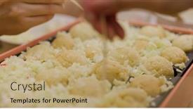  Presentation with octopus - Presentation theme having making-takoyaki-octopus-ball background and a coral colored foreground