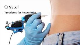  Presentation with tattoo - PPT layouts having making tattoo on woman lumbar background and a white colored foreground