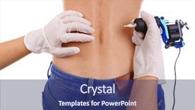  Presentation with tattoo - Beautiful presentation design featuring making tattoo on woman lumbar backdrop and a ocean colored foreground