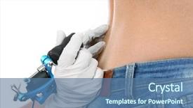  Presentation with tattoo - Beautiful presentation design featuring making tattoo on woman lumbar backdrop and a ocean colored foreground