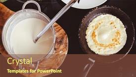  Presentation with frying - Presentation theme featuring making-thin-pancakes-on-frying background and a tawny brown colored foreground