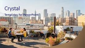  Presentation with wine - Slide deck with making toast on rooftop background and a sky blue colored foreground