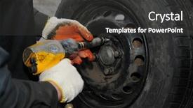  Presentation with compressed air - Beautiful presentation theme featuring making tyre fitting with air backdrop and a dark gray colored foreground