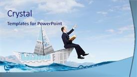  Presentation with closeup of a paper boat - Beautiful slide deck featuring making waves - successful businessman sailing on paper backdrop and a sky blue colored foreground