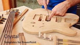  Presentation with traditional wood - Beautiful slide deck featuring making with wood as manual backdrop and a coral colored foreground