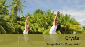  Presentation with sport - Audience pleasing theme consisting of making yoga in low lung backdrop and a gold colored foreground