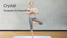  Presentation with yoga - Amazing presentation theme having making yoga in tree pose backdrop and a light gray colored foreground
