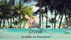  Presentation with hotel resort - Slide set enhanced with making yoga low angle lung background and a seafoam green colored foreground