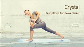  Presentation with sport and health - Amazing slide set having making yoga low angle lung backdrop and a cream colored foreground