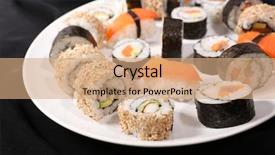  Presentation with sushi - PPT layouts consisting of makis - assorted sushi and maki background and a  colored foreground