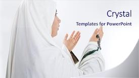 Presentation with pilgrim - Cool new presentation with makka - young woman muslim pilgrim backdrop and a sky blue colored foreground