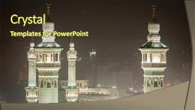  Presentation with makkah - Audience pleasing theme consisting of makkah - mecca holy mosque backdrop and a wine colored foreground
